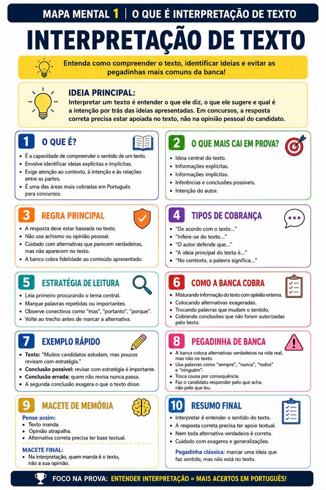 Mapa mental de Interpretação de Texto